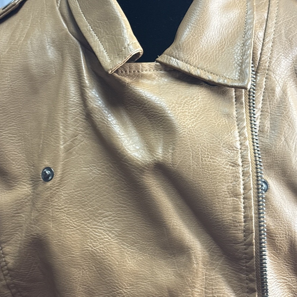 NewAeropostale Faux Light Brown‎ Leather Moto Jacket Size L - Picture 5 of 11
